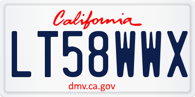 CA license plate LT58WWX