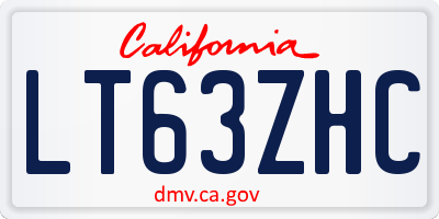 CA license plate LT63ZHC