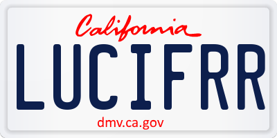 CA license plate LUCIFRR