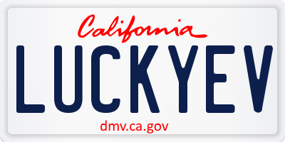 CA license plate LUCKYEV