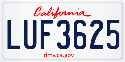 CA license plate LUF3625