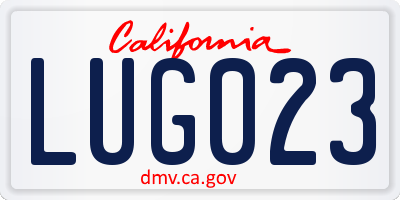 CA license plate LUG023