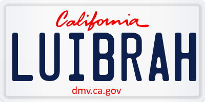 CA license plate LUIBRAH