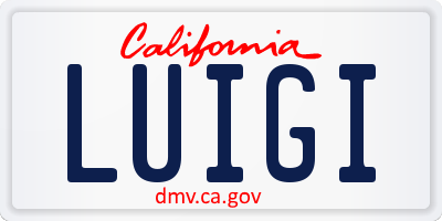 CA license plate LUIGI