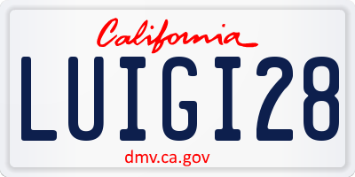 CA license plate LUIGI28