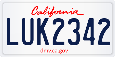 CA license plate LUK2342