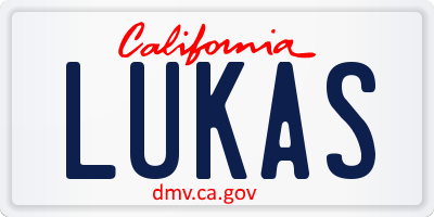 CA license plate LUKAS