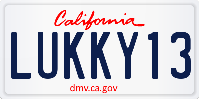 CA license plate LUKKY13