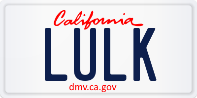 CA license plate LULK