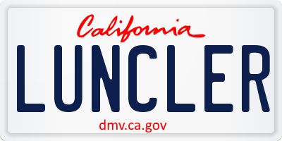 CA license plate LUNCLER