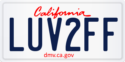 CA license plate LUV2FF