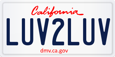 CA license plate LUV2LUV