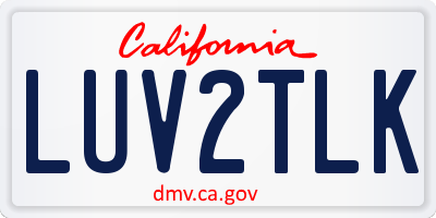 CA license plate LUV2TLK