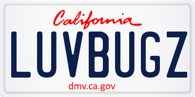 CA license plate LUVBUGZ