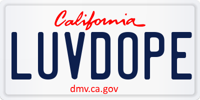 CA license plate LUVDOPE