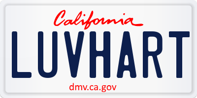 CA license plate LUVHART