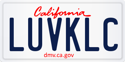 CA license plate LUVKLC