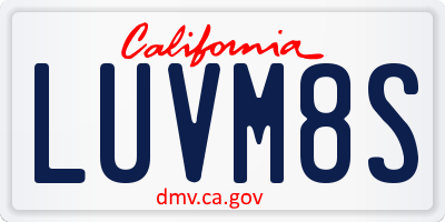 CA license plate LUVM8S