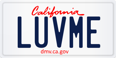 CA license plate LUVME