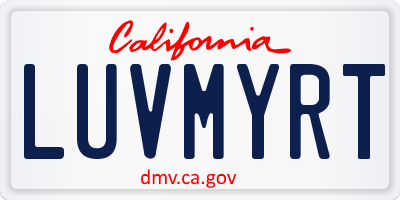 CA license plate LUVMYRT