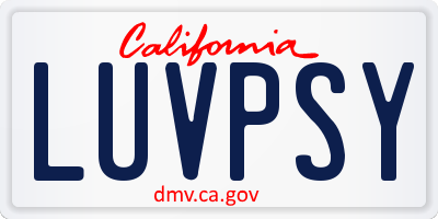 CA license plate LUVPSY