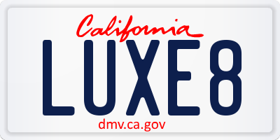 CA license plate LUXE8