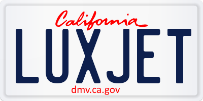 CA license plate LUXJET