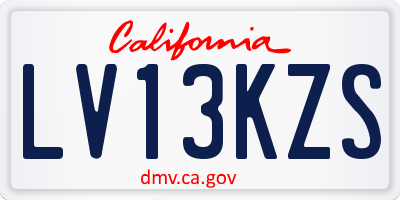 CA license plate LV13KZS