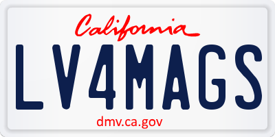 CA license plate LV4MAGS