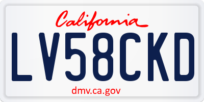 CA license plate LV58CKD