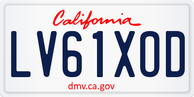 CA license plate LV61XOD