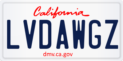 CA license plate LVDAWGZ