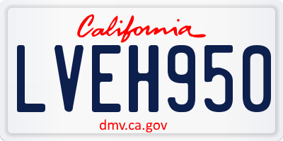 CA license plate LVEH950