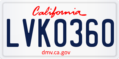 CA license plate LVK0360