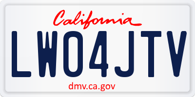 CA license plate LW04JTV