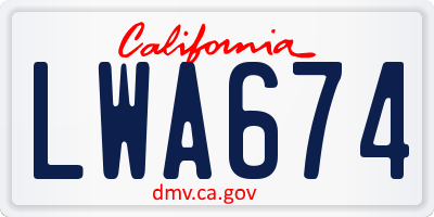 CA license plate LWA674