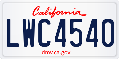 CA license plate LWC4540