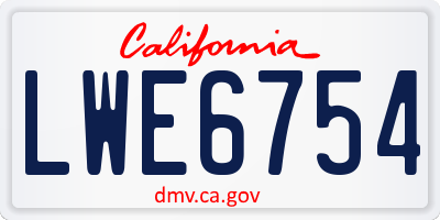 CA license plate LWE6754