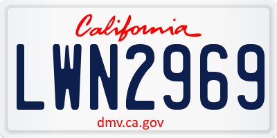 CA license plate LWN2969