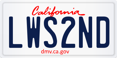 CA license plate LWS2ND