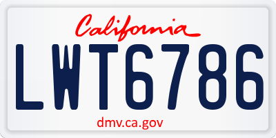 CA license plate LWT6786