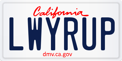 CA license plate LWYRUP