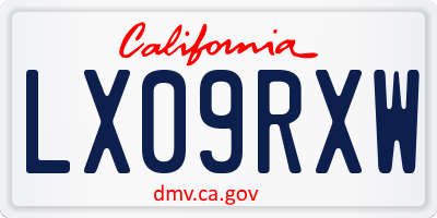 CA license plate LX09RXW