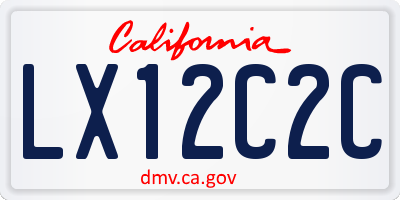 CA license plate LX12C2C