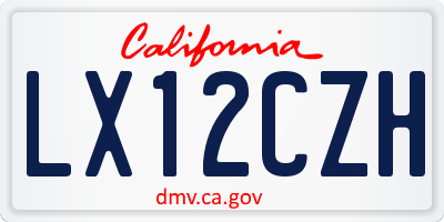 CA license plate LX12CZH