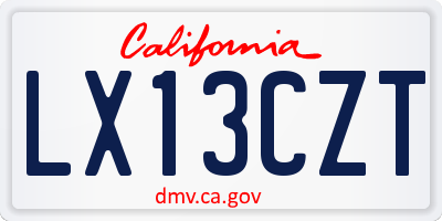 CA license plate LX13CZT