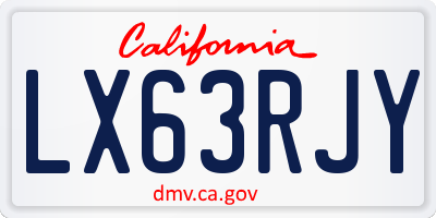 CA license plate LX63RJY