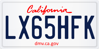 CA license plate LX65HFK