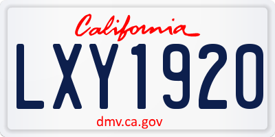 CA license plate LXY1920