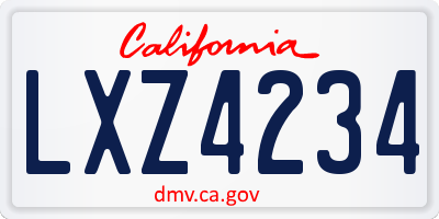 CA license plate LXZ4234